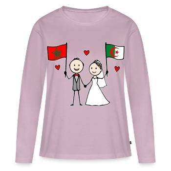 Couple de mariage Maroc Drapeau Algérien - T-shirt manches longues Premium bio Femme - rose poudré - Devant - Julia (174cm)