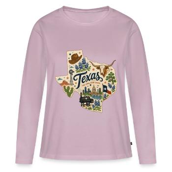 Texas Lone Star State Vintage-Reiseaufkleber - Frauen Premium Bio Langarmshirt - Altrosa - Vorne - Julia (174cm)