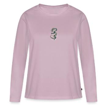 Dragon chinois - T-shirt manches longues Premium bio Femme - rose poudré - Devant - Julia (174cm)