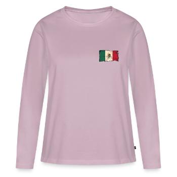 Drapeau mexicain - T-shirt manches longues Premium bio Femme - rose poudré - Devant - Julia (174cm)