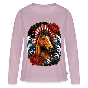 Pferd im japanischen Irezumi Tattoo Stil - Frauen Premium Bio Langarmshirt - Altrosa - Vorne - Julia (174cm)