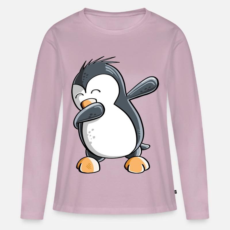 Dab Dance Pinguin - Dabbing - Fun Comic - Geschenk - Frauen Premium Bio Langarmshirt - Altrosa