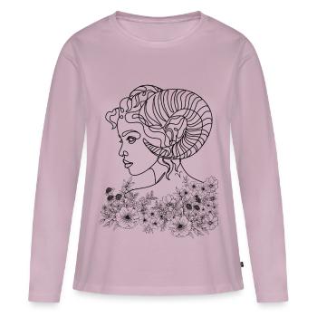 Widder-Frau – Astrologiegeschenk - Frauen Premium Bio Langarmshirt - Altrosa - Vorne - Julia (174cm)