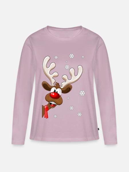 Weihnachten Rentier Rudolph - Weihnachten Rentier - Frauen Premium Bio Langarmshirt - Altrosa