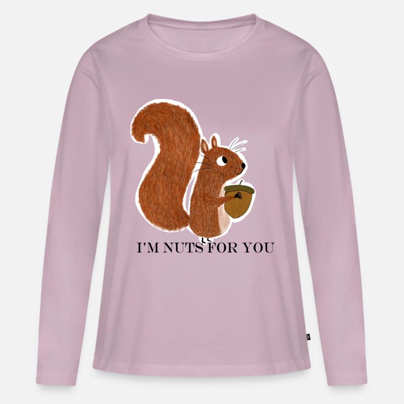 Eichhörnchen mit Eichel - Frauen Premium Bio Langarmshirt - Altrosa