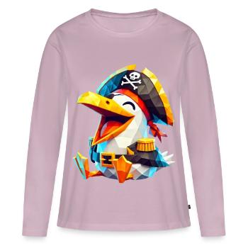 mouette pirate - T-shirt manches longues Premium bio Femme - rose poudré - Devant - Julia (174cm)