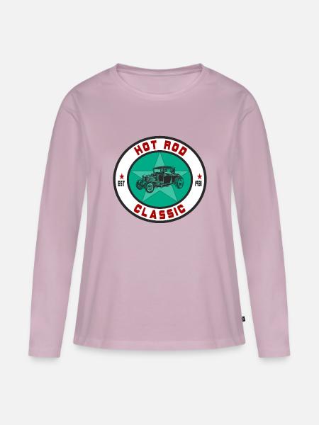 Hot Rod Classic Oldtimer Auto Car US Car Geschenk - Frauen Premium Bio Langarmshirt - Altrosa