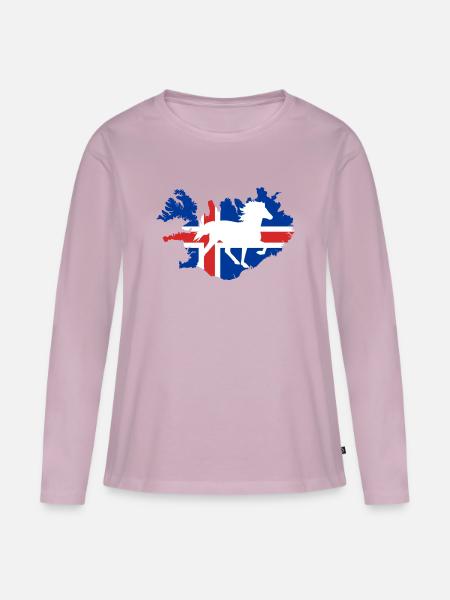 Islandpferd Flagge Isländer Reiten Geschenk - Frauen Premium Bio Langarmshirt - Altrosa