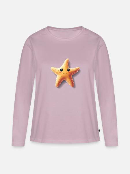 Niedlicher Seestern mit Lachen - Frauen Premium Bio Langarmshirt - Altrosa
