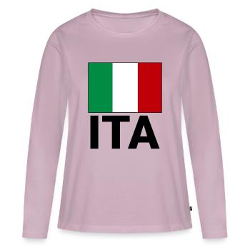 Drapeau sportif italien avec abréviation ITA - T-shirt manches longues Premium bio Femme - rose poudré - Devant - Julia (174cm)