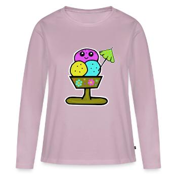 Glace colorée Sundae Glace Glace Glace - T-shirt manches longues Premium bio Femme - rose poudré - Devant - Julia (174cm)