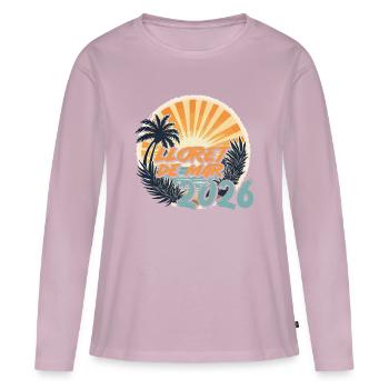 Lloret de Mar 2026 - T-shirt manches longues Premium bio Femme - rose poudré - Devant - Julia (174cm)