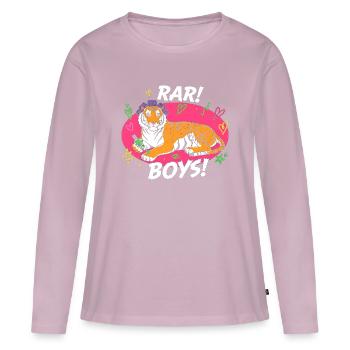 Tiger Lounge RAR BOYS ! - T-shirt manches longues Premium bio Femme - rose poudré - Devant - Julia (174cm)