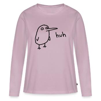 Hein drôle d’oiseau confus et un peu débile - T-shirt manches longues Premium bio Femme - rose poudré - Devant - Julia (174cm)