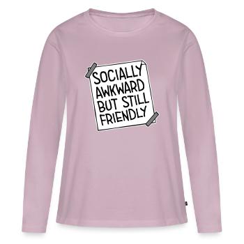 Diction socialement maladroite mais quand même amicale - T-shirt manches longues Premium bio Femme - rose poudré - Devant - Julia (174cm)