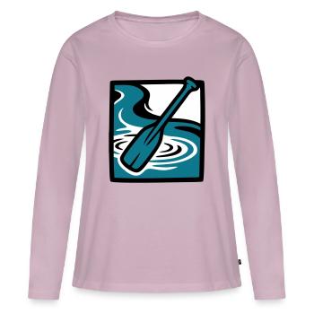 Icône de l’eau de la rivière Paddle - T-shirt manches longues Premium bio Femme - rose poudré - Devant - Julia (174cm)