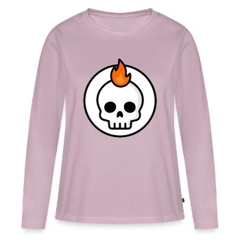 Graphique mignon de Crâne de Fatalité Feu - T-shirt manches longues Premium bio Femme - rose poudré - Devant - Julia (174cm)