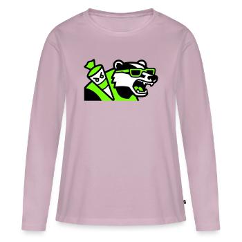 Badger Sac d’école mascotte - T-shirt manches longues Premium bio Femme - rose poudré - Devant - Julia (174cm)