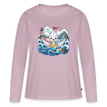 Papierboot Meeresabenteuer - Frauen Premium Bio Langarmshirt - Altrosa - Vorne - Julia (174cm)