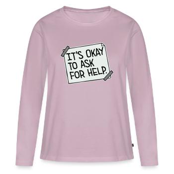 Il est normal de demander de l’aide, d’aide, de questions en disant le logo - T-shirt manches longues Premium bio Femme - rose poudré - Devant - Julia (174cm)