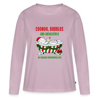 Lustiges Weihnachts-Katzen-Eierlikör-Schaumbad - Frauen Premium Bio Langarmshirt - Altrosa - Vorne - Julia (174cm)