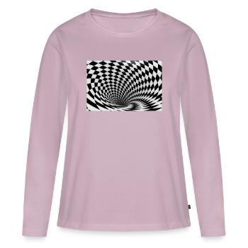 Hypnotischer Schwarz-Weiß-Wirbel - Frauen Premium Bio Langarmshirt - Altrosa - Vorne - Julia (174cm)