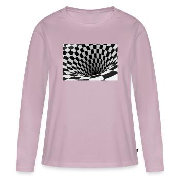 Black and white checkerboard vortex - Women's Premium Organic Long Sleeve Shirt - dusky pink - Front - Julia (174cm)