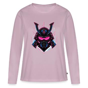 Casque de samouraï néon - T-shirt manches longues Premium bio Femme - rose poudré - Devant - Julia (174cm)