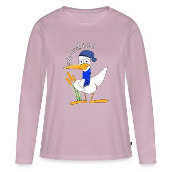 Mer du Nord - T-shirt manches longues Premium bio Femme - rose poudré - Devant - Julia (174cm)