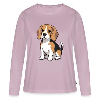 Amoureux des chiens petits beagle - T-shirt manches longues Premium bio Femme - rose poudré - Devant - Julia (174cm)