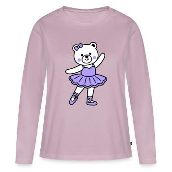 Ballet de l’ours - T-shirt manches longues Premium bio Femme - rose poudré - Devant - Julia (174cm)