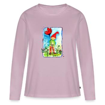 nain - T-shirt manches longues Premium bio Femme - rose poudré - Devant - Julia (174cm)