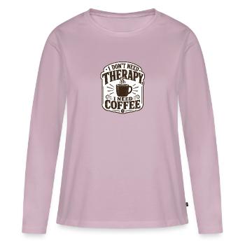 Café au lieu de thérapie - T-shirt manches longues Premium bio Femme - rose poudré - Devant - Julia (174cm)