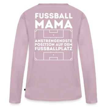 Maman de football Position la plus exigeante sur le terrain - T-shirt manches longues Premium bio Femme - rose poudré - Dos - Julia (174cm)