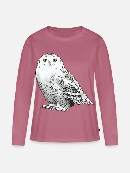 Schneeeule weiss - Frauen Premium Bio Langarmshirt - Mauve