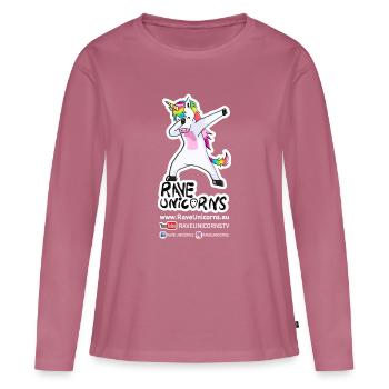 Rave Unicorns Fans - Frauen Premium Bio Langarmshirt - Mauve - Vorne - Julia (174cm)
