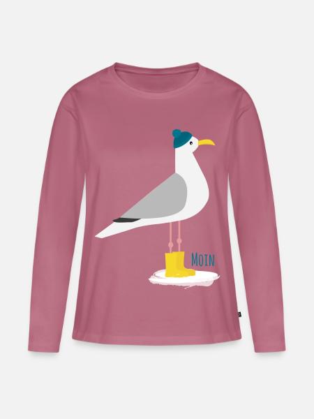 Möwe Bommelmütze MOIN - Frauen Premium Bio Langarmshirt - Mauve