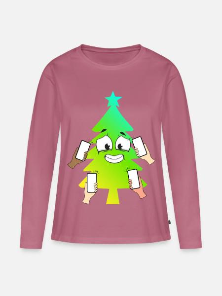 Glücklicher verbundener Baum - Frauen Premium Bio Langarmshirt - Mauve