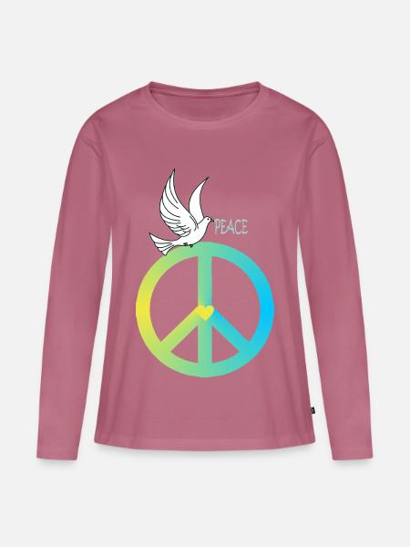 Peacezeichen Friedenstaube - Frauen Premium Bio Langarmshirt - Mauve