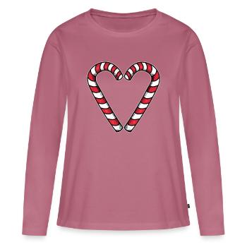 Zuckerstange Herz - Frauen Premium Bio Langarmshirt - Mauve - Vorne - Julia (174cm)