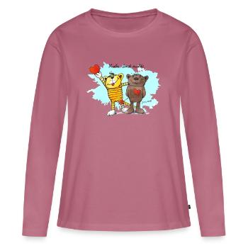 Janosch Tiger Und Bär Beste Freunde Liebe - Frauen Premium Bio Langarmshirt - Mauve - Vorne - Julia (174cm)