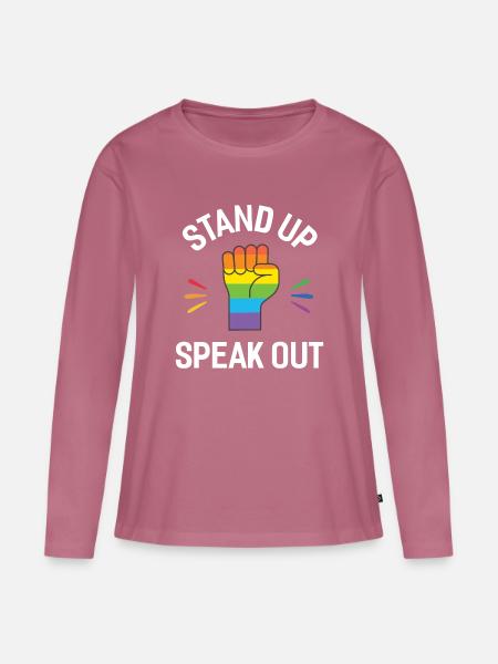 Pride Month - Steh auf. Sprechen Sie sich aus. - Frauen Premium Bio Langarmshirt - Mauve