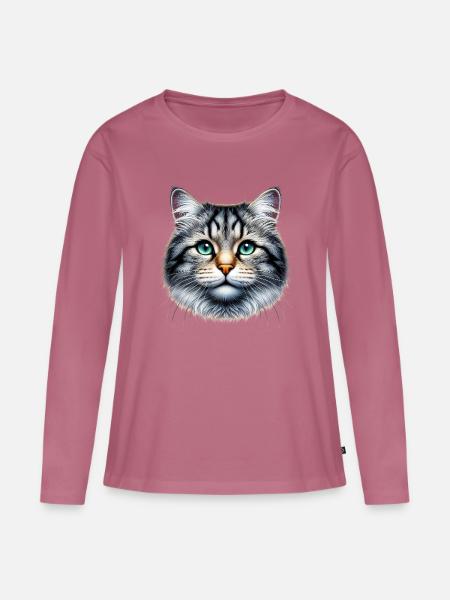 Katze - Frauen Premium Bio Langarmshirt - Mauve