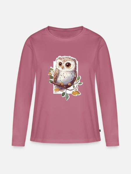 Eule - Frauen Premium Bio Langarmshirt - Mauve
