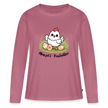 Mein kleiner Hühnerstall - Frauen Premium Bio Langarmshirt - Mauve - Vorne - Julia (174cm)