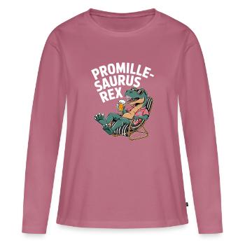 Promille-Saurus Rex Lounge - Frauen Premium Bio Langarmshirt - Mauve - Vorne - Julia (174cm)
