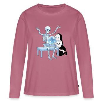 Nekromantische Nonne mit Geisterkugel - Frauen Premium Bio Langarmshirt - Mauve - Vorne - Julia (174cm)