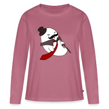 Gentleman Ghost Noir in roter Krawatte - Frauen Premium Bio Langarmshirt - Mauve - Vorne - Julia (174cm)
