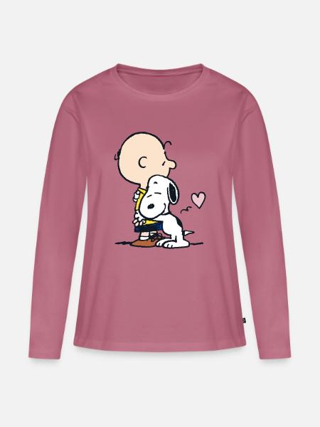 Peanuts Snoopy Umarmt Charlie Brown - Frauen Premium Bio Langarmshirt - Mauve