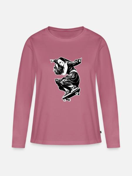 Skater-Nonne - Frauen Premium Bio Langarmshirt - Mauve